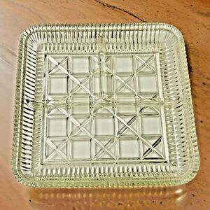 Glass MCM Relish Tray Clear 7 inches